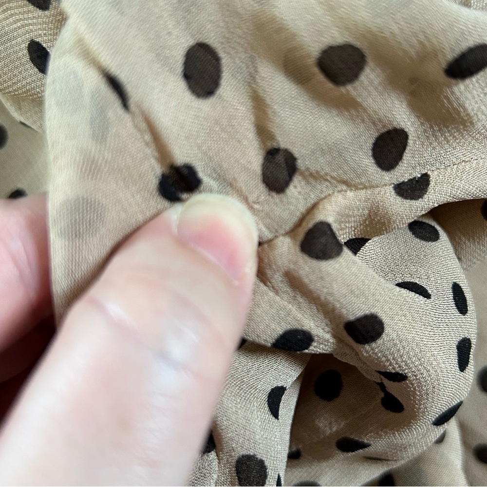 GANNI Neutral Polka Dot Georgette Midi Dress Long Sleeve Scandi Style EU 32/US 0 - Picture 13 of 16